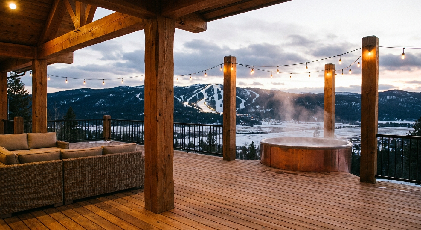 Deck & hot tub, Brundage beyond